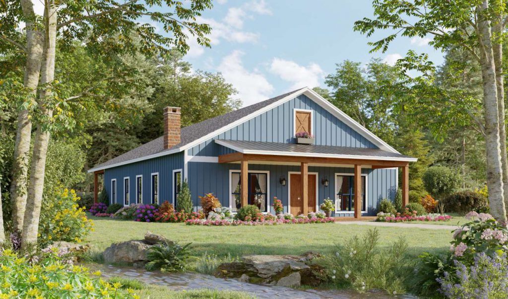 a country house plan with the simplest shape for affordability